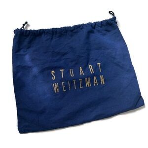 Stuart Weitzman Navy Blue Drawstring Shoe Dust Bag with Gold Logo